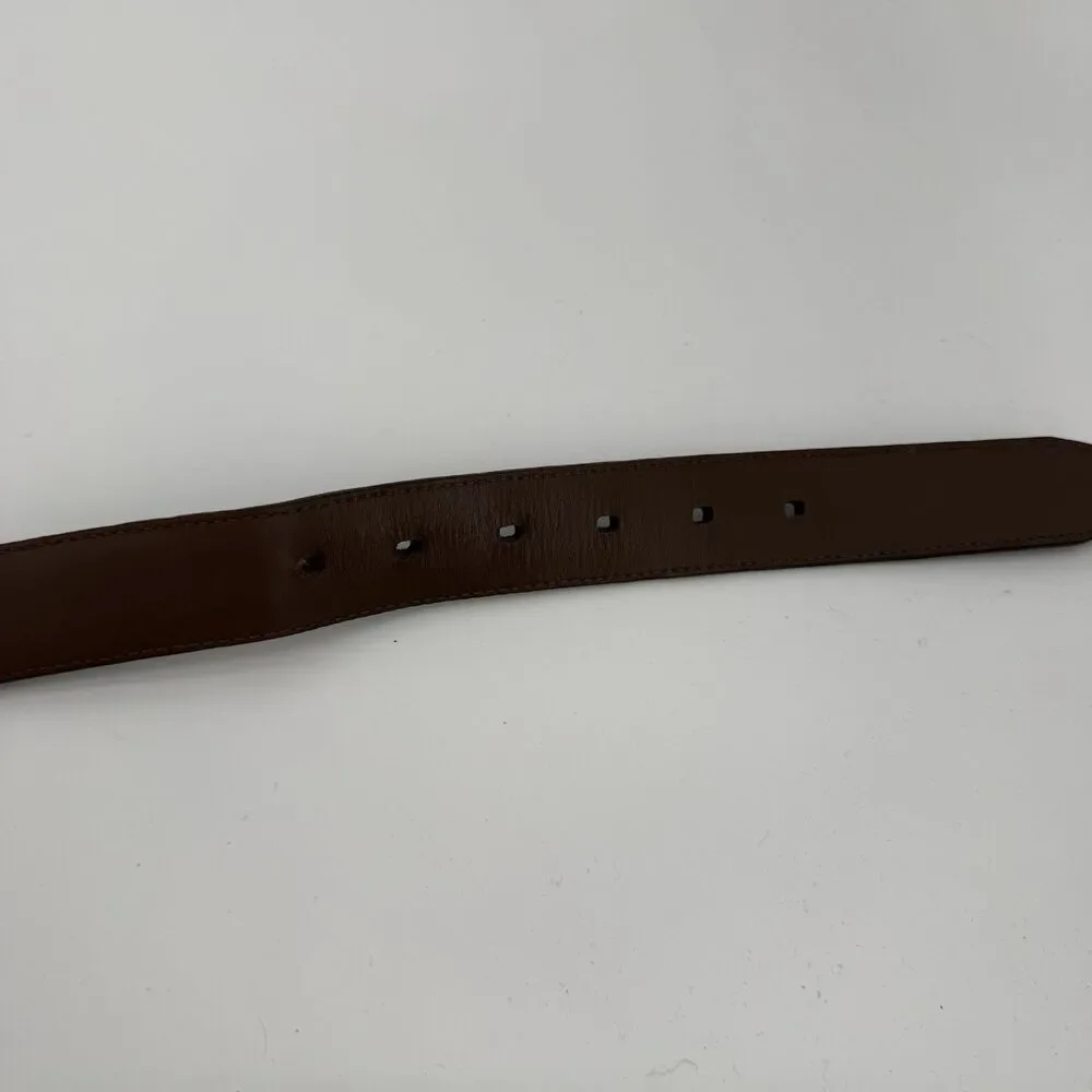 Unbranded Black Leather Mens Classic Belt Size 44 Silver Tone